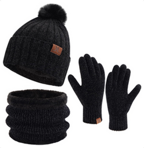 Gorro - Cuello y guantes - Conjunto Femenino Negro